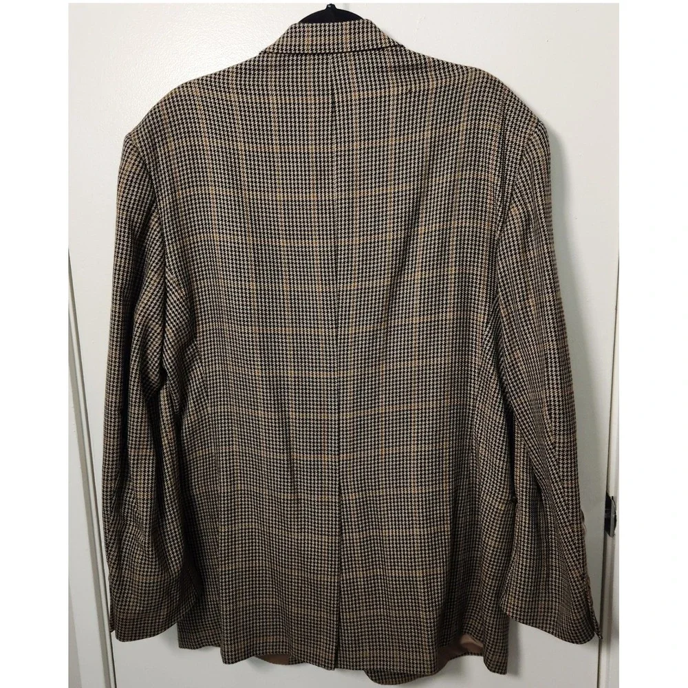Vtg Evan-Picone McAlpins 100% Lambwool Worsted Sport Coat 44L‎ Brown Houndstooth